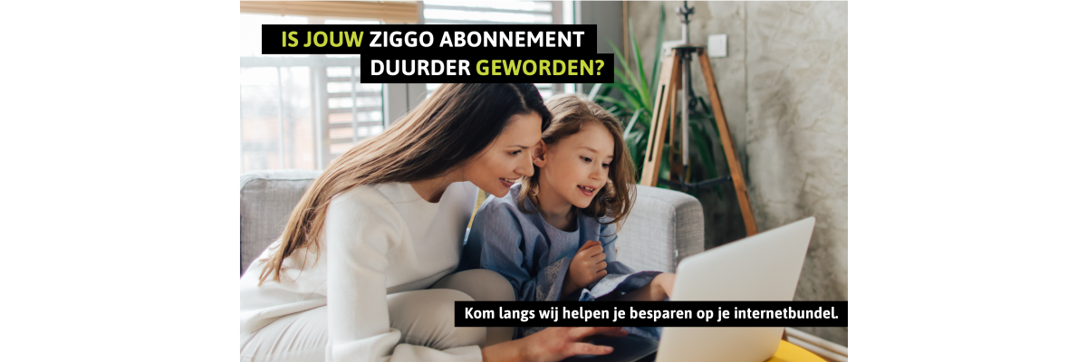 Ziggo verhoogt de prijzen met max 2 euro per 1 juli.